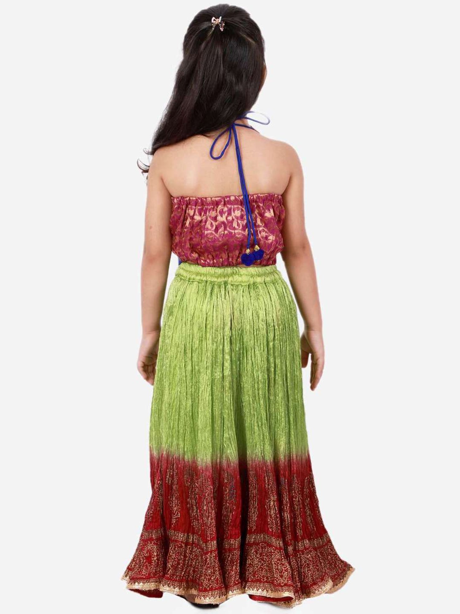 TWISHA Kids Red & Green Embellished Top Set