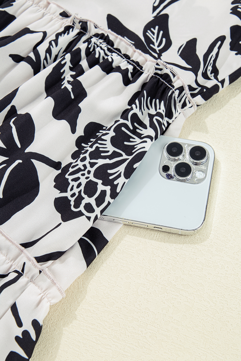 Black Leopard Patchwork Split Neck Ruffle Plus Size Dress