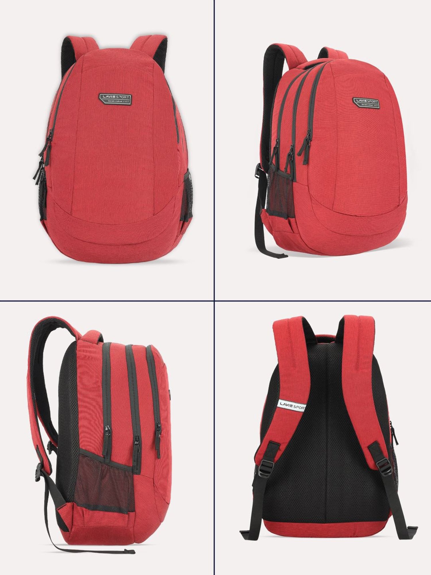 Lavie Sport Peak Red Polyester Solid Laptop Backpack - 34 Ltrs