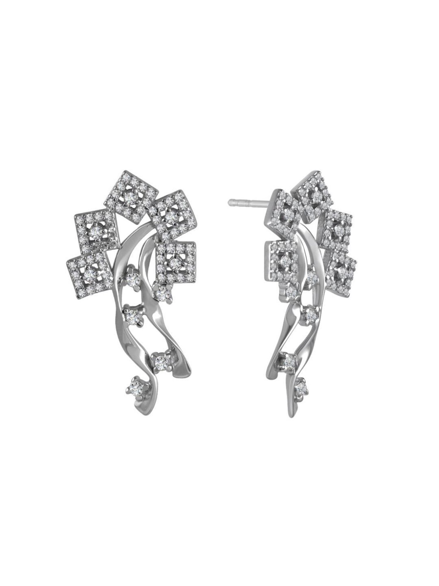 Rihi by P.C. Chandra Jewellers 925 Silver Square Spiral Pendant and Earring Set for Women & Girls