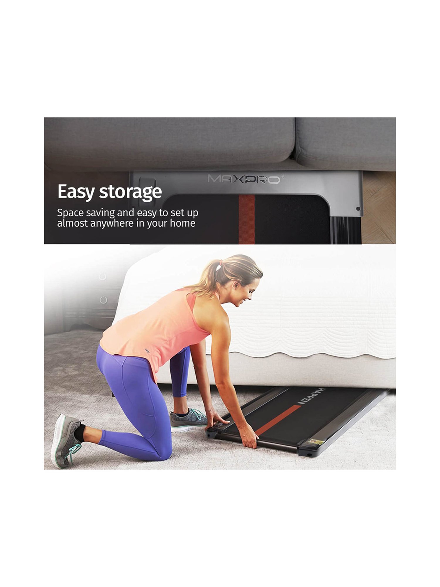 MAXPRO 2HP Under Desk Treadmill (Black)