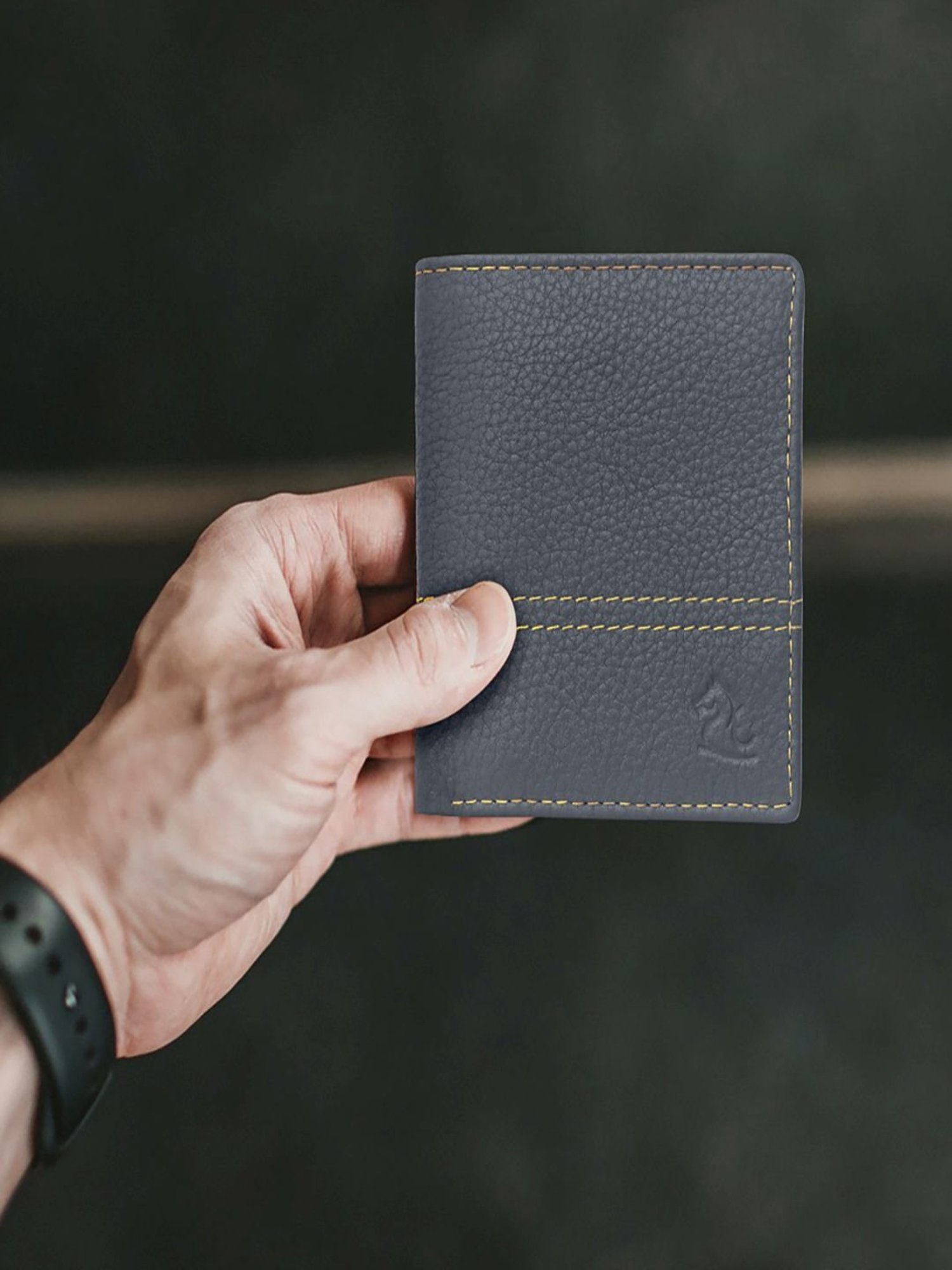 Kara Blue Leather Bi-Fold Wallet for Men