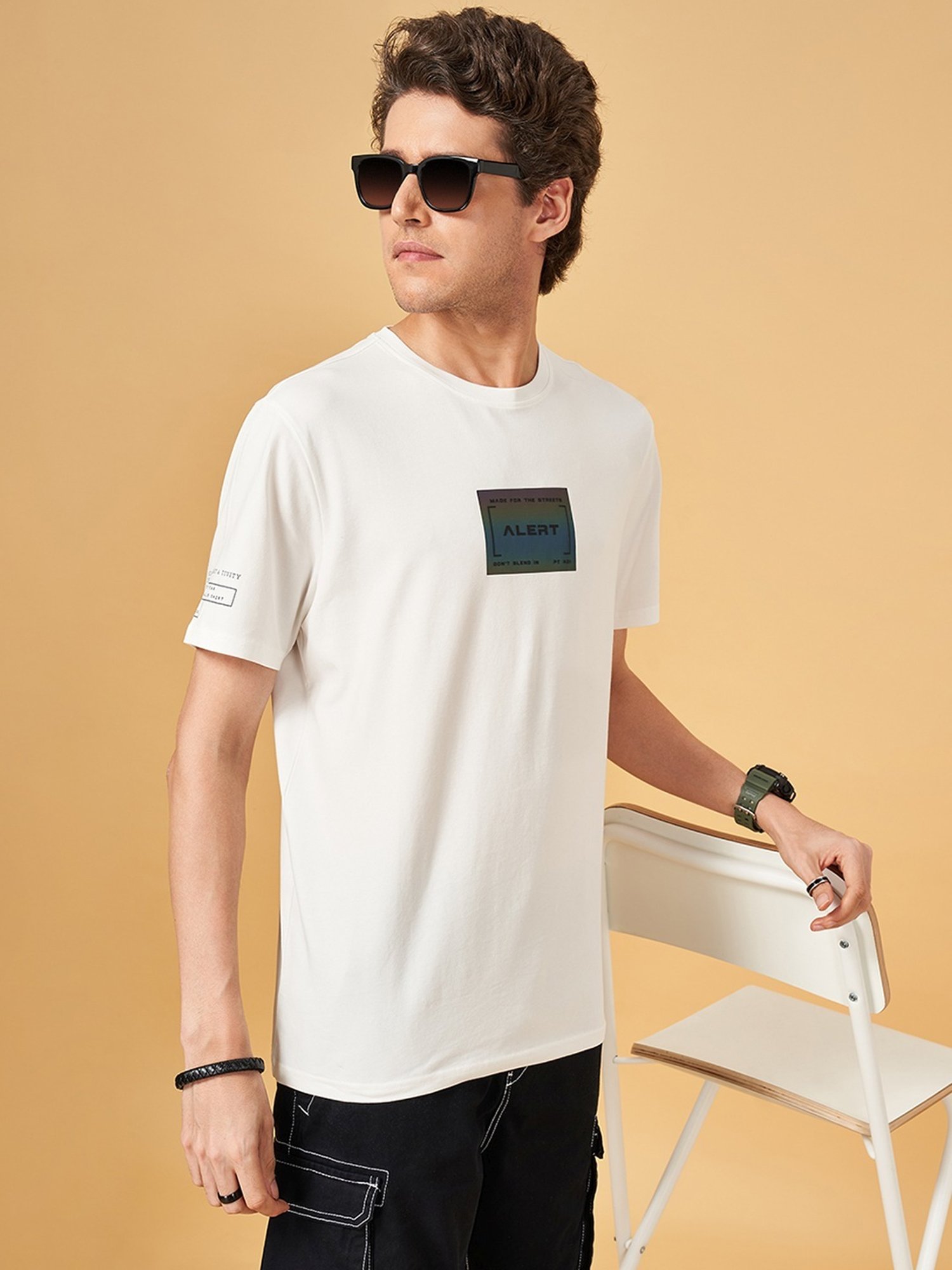 Street 808 By Pantaloons White Regular Fit T-Shirt