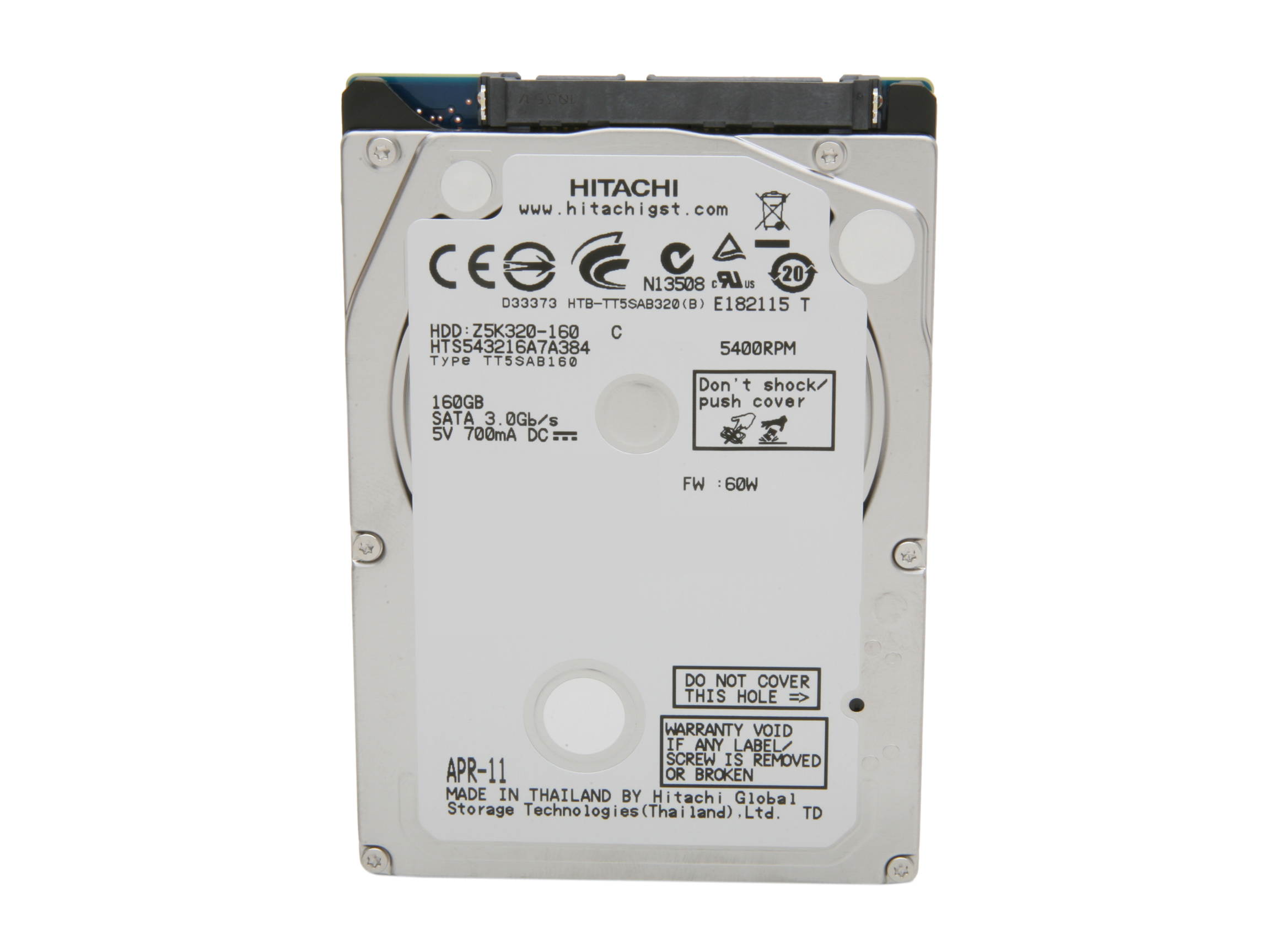 HGST Travelstar Z5K320 HTS543216A7A384 (0A78601) 160GB 5400 RPM 8MB Cache SATA 3.0Gb/s 2.5" Internal Notebook Hard Drive Bare Drive