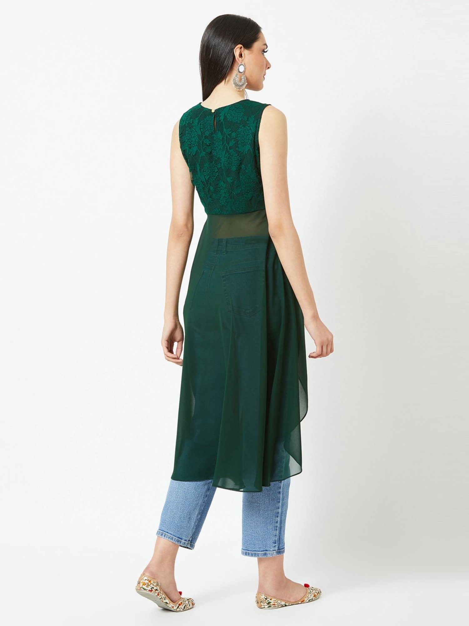 Miss Chase Green Self Pattern Tunic