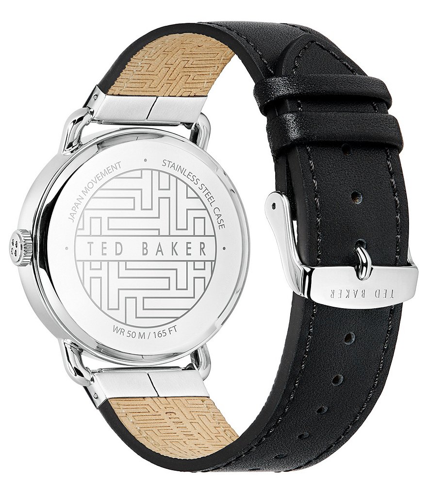 Ted Baker London Men's Brixam Black Leather Strap Multifunction Watch