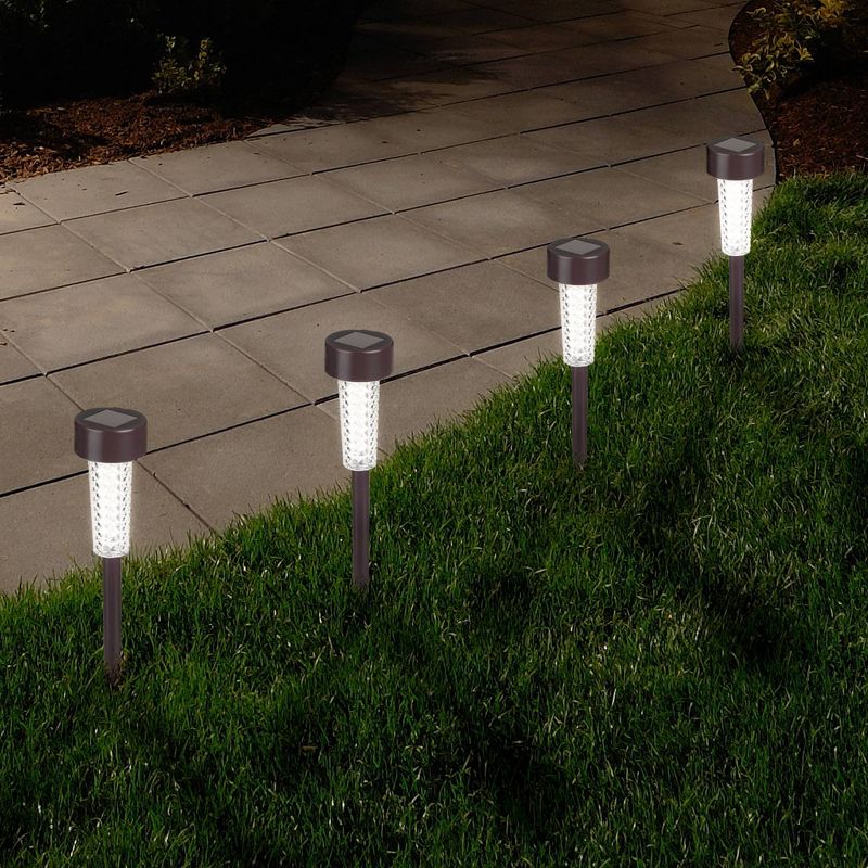 6pk Textured LED Solar Path Lights - Bronze - Pure Garden