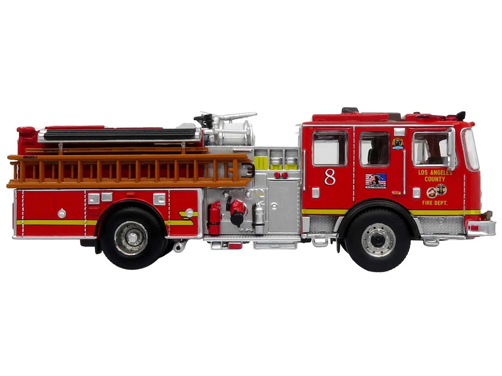 1973 Ward LaFrance Fire Engine "Los Angeles County Fire Department Engine 51" Red "5 Alarm" Series Limited Edition 1/87 (HO) Diecast Model by Iconic Replicas