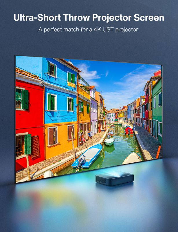 VAVA ALR Ultra Short Throw Projector Screen, 100&rsquo;&rsquo; Ceiling Light Rejecting Projector Screen, 160 Degree Viewing Angle, Fixed Frame Screen with Aspect Ratio 16:9, for Home Theater, Boardroom