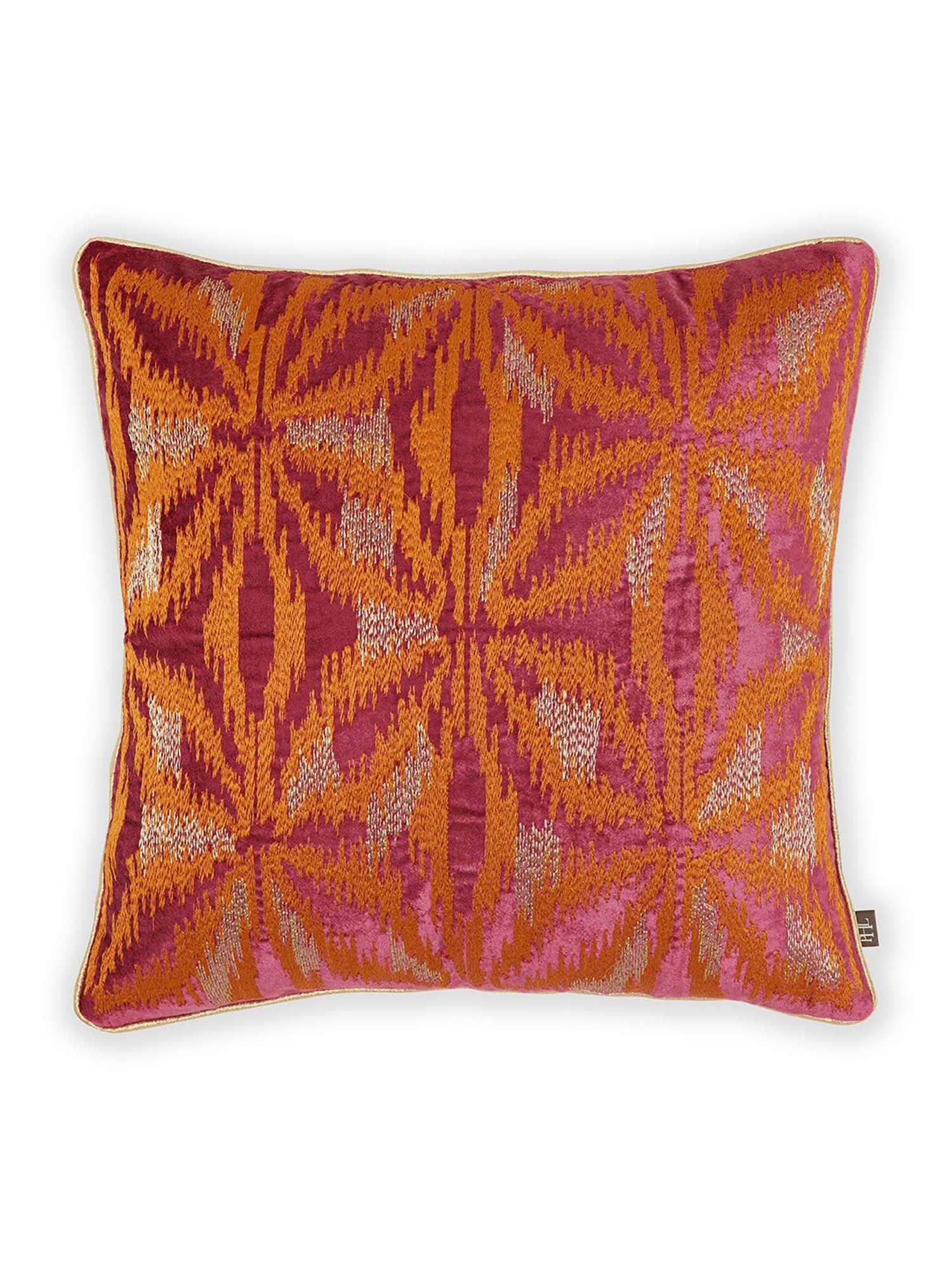 Pure Home and Living Pink Cotton Embroidery Cushion Cover
