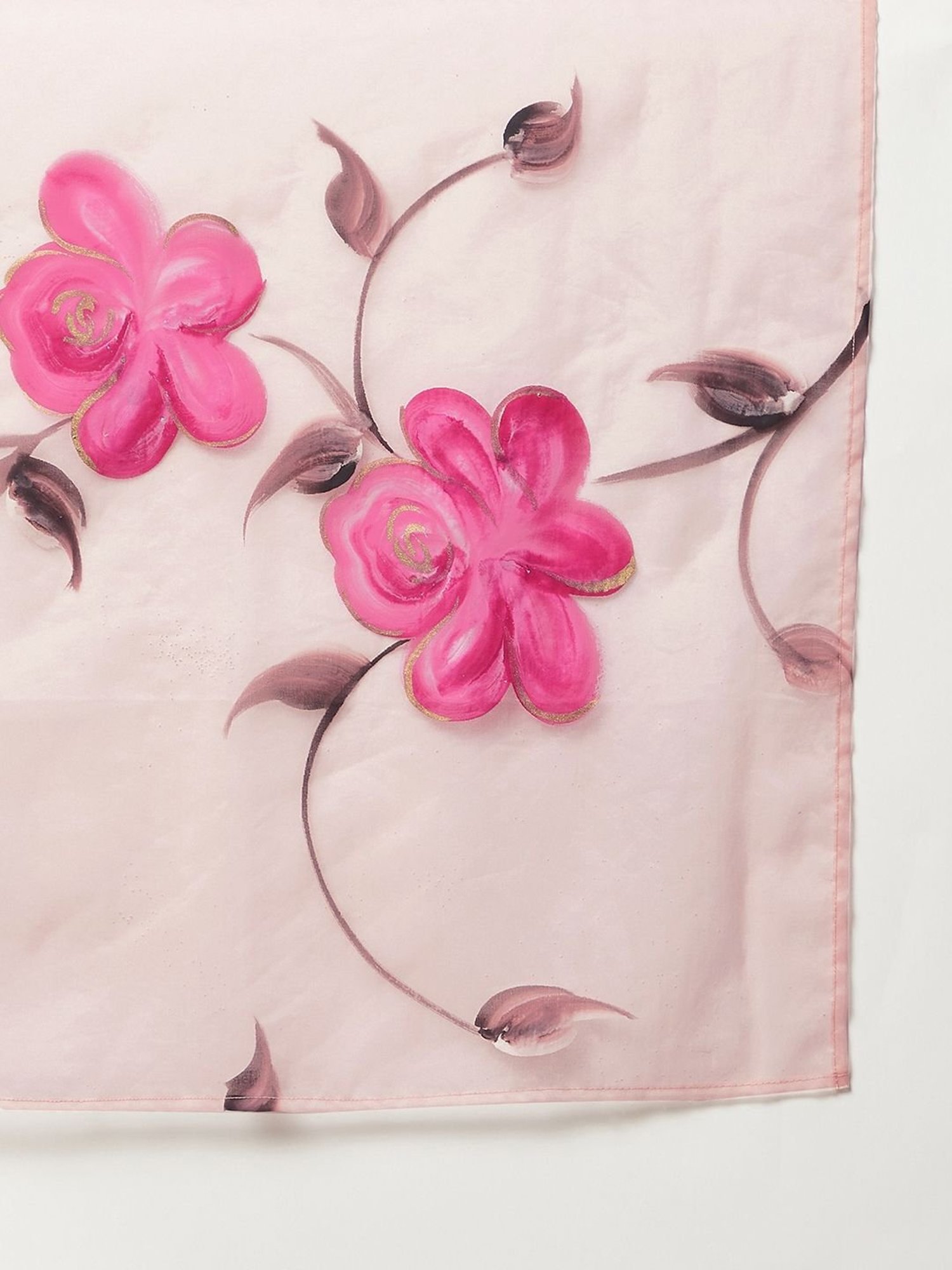 Inweave Pink Floral Print Dupatta