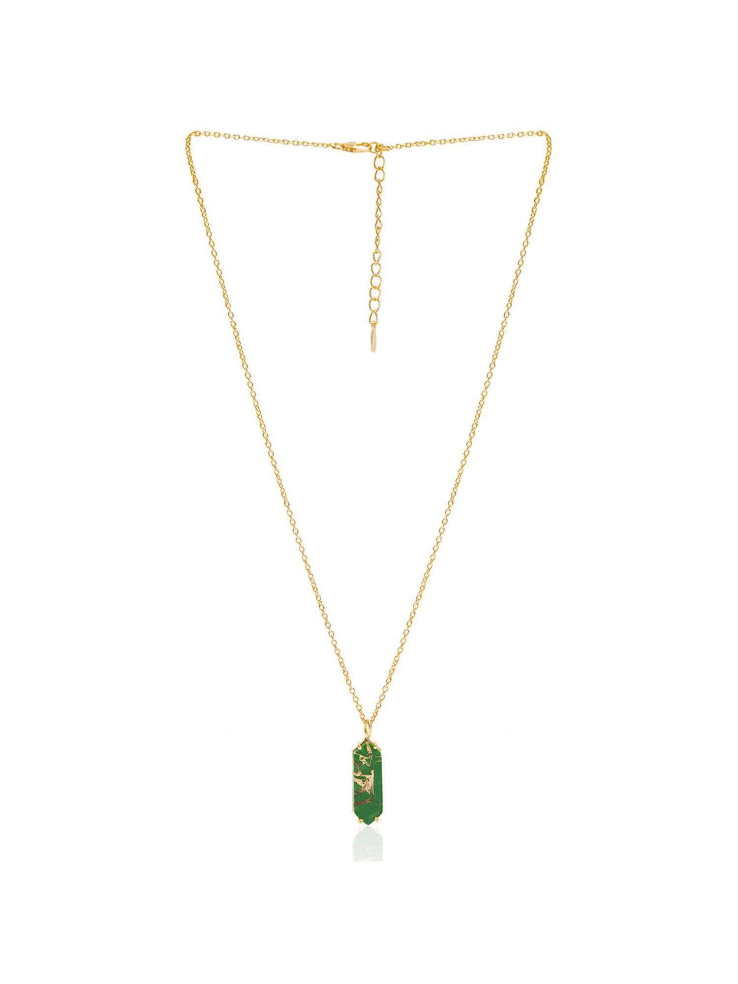 March by FableStreet 18k Gold-Plated 92.5 Sterling Silver Green Copper Turquoise Necklace for Women