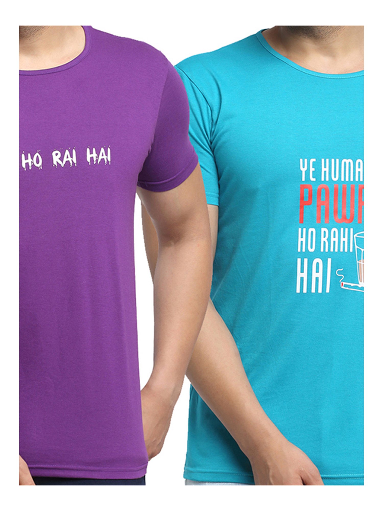 Vimal Jonney Purple & Turquoise Printed T-Shirt - Pack of 2