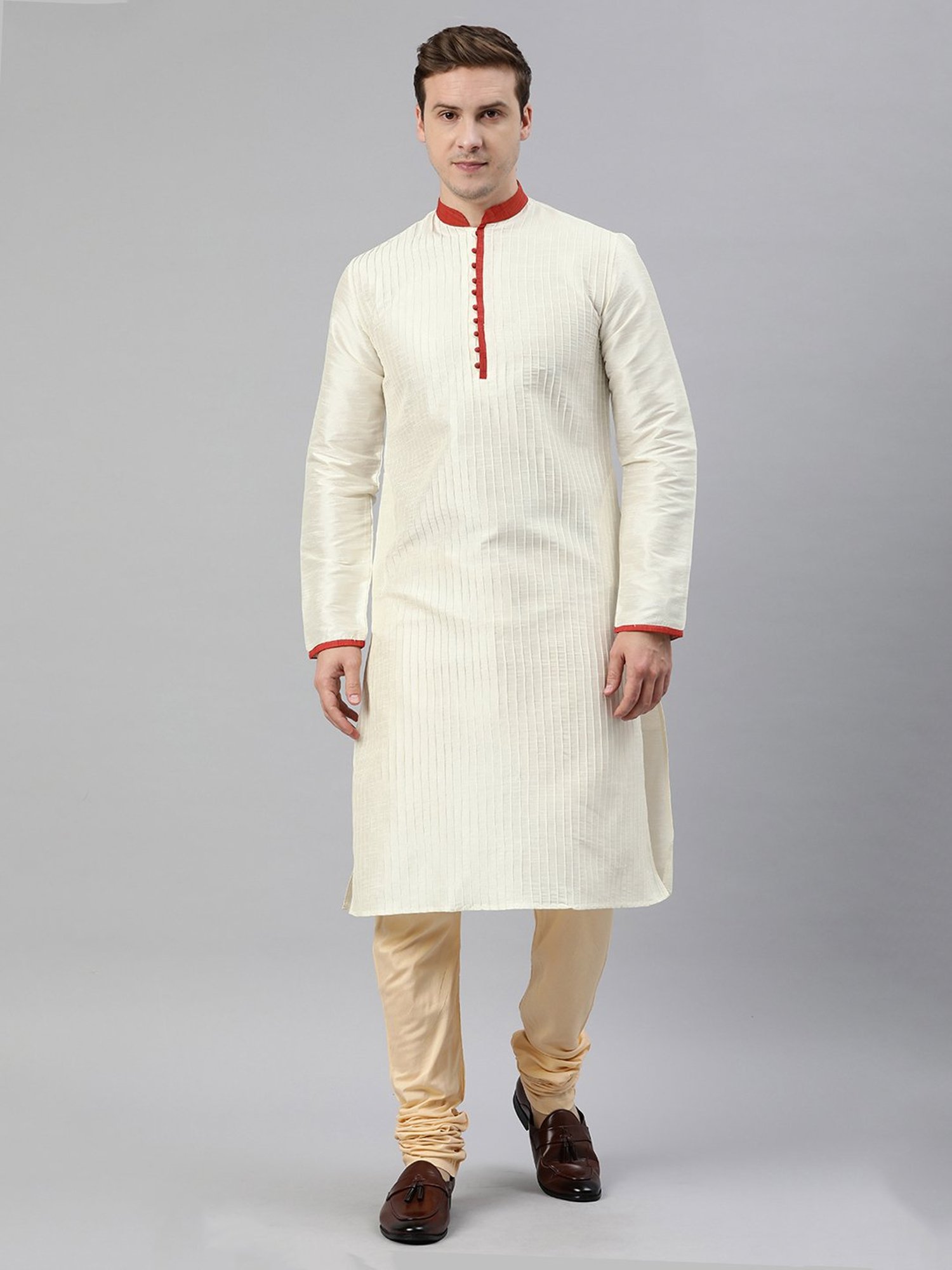 Manthan Warm White Regular Fit Self Design Kurta