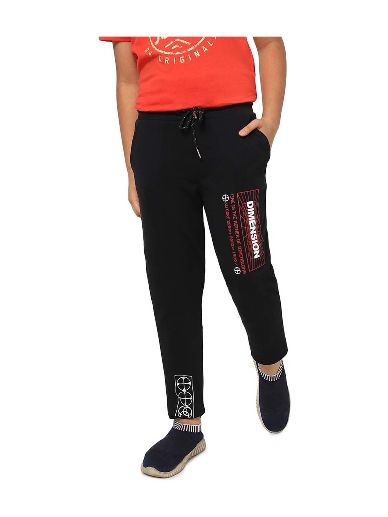 Jack & Jones Junior Black Printed Trackpants