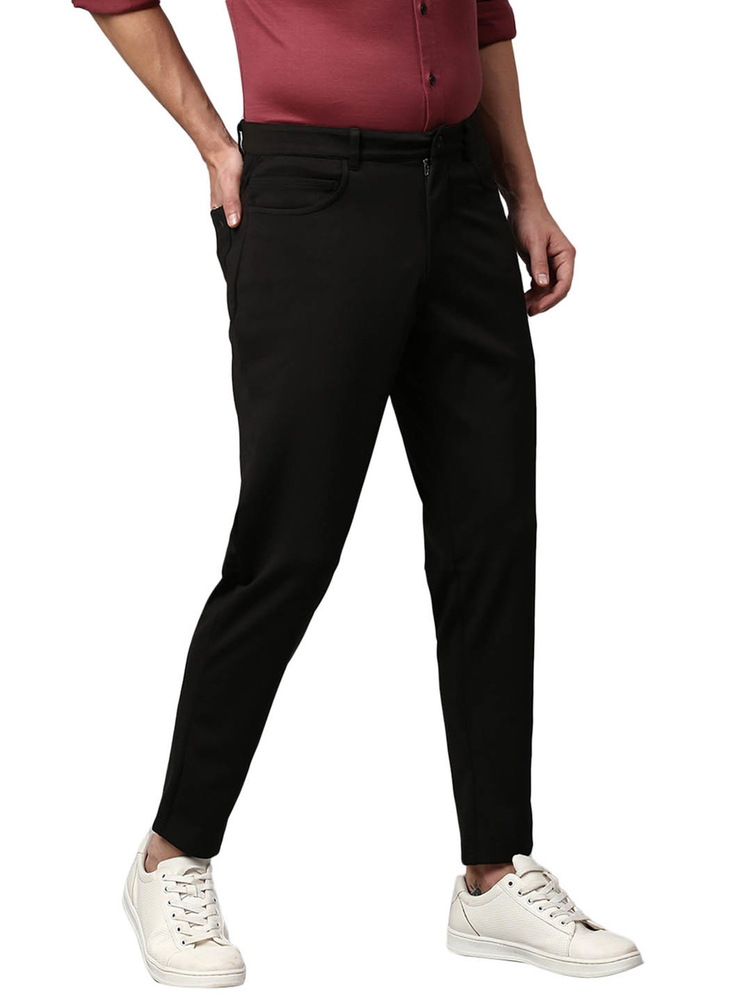 Slowave Black Regular Fit Trousers