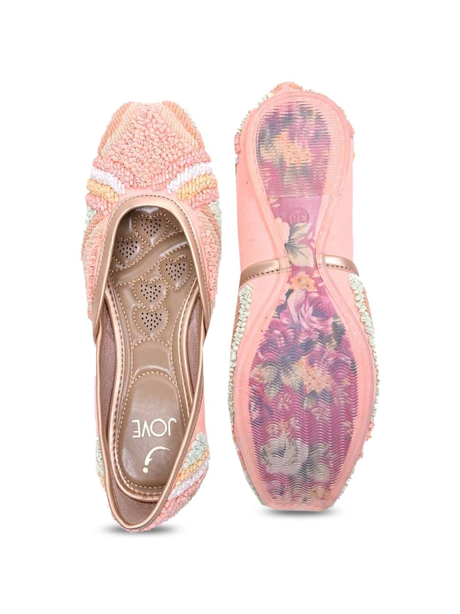 Jove Women's Pink Ethnic Juttis