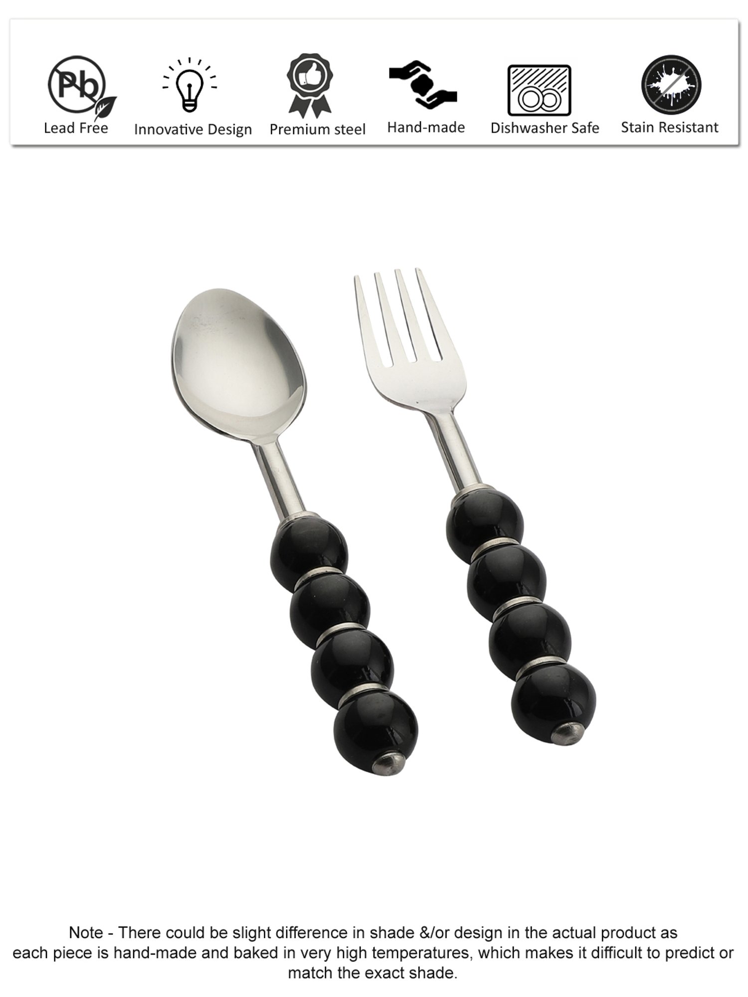 VarEesha Black Steel Spoons & Forks - Set of 12
