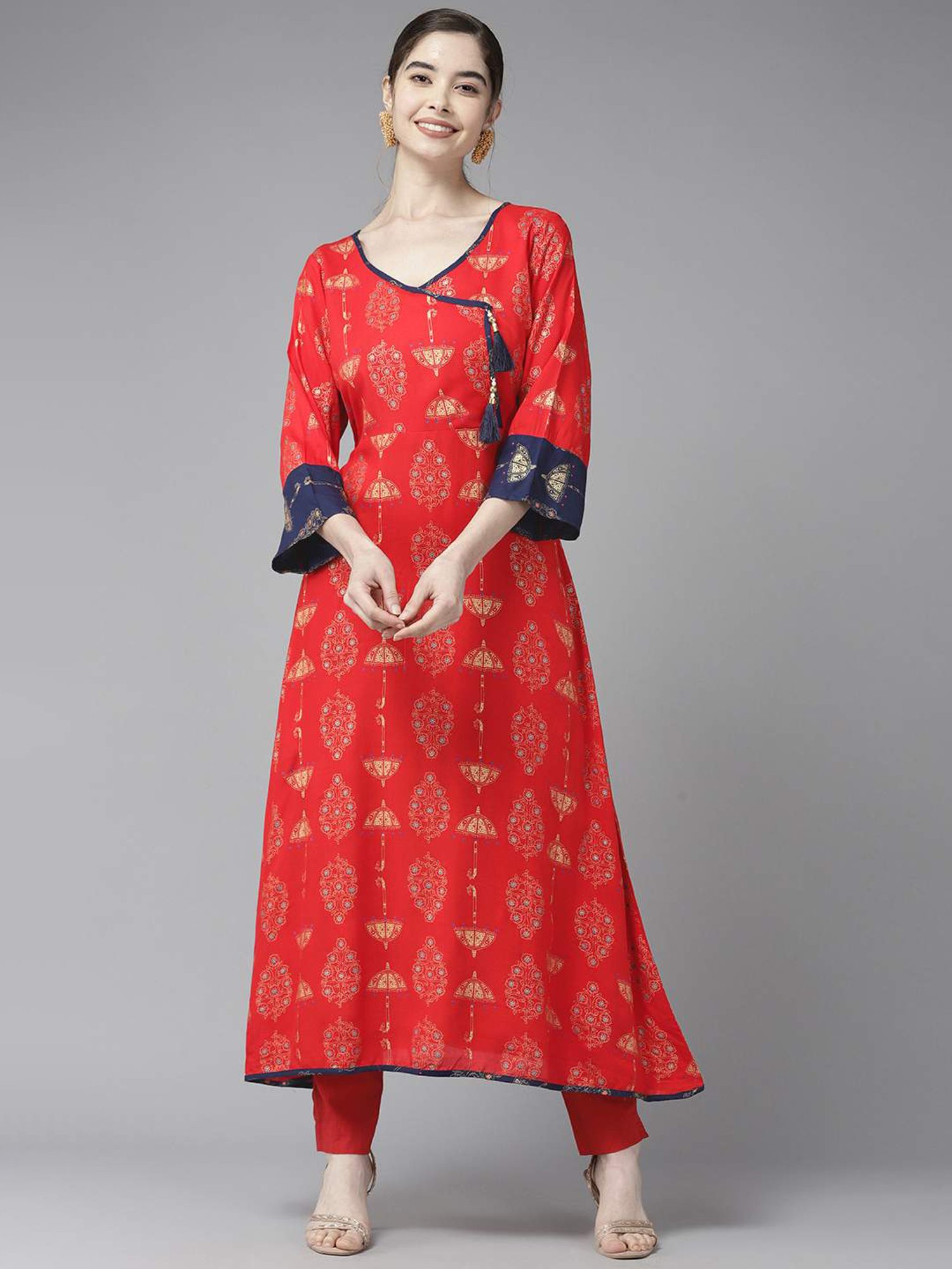 Aarika Coral Cotton Printed A Line Kurta