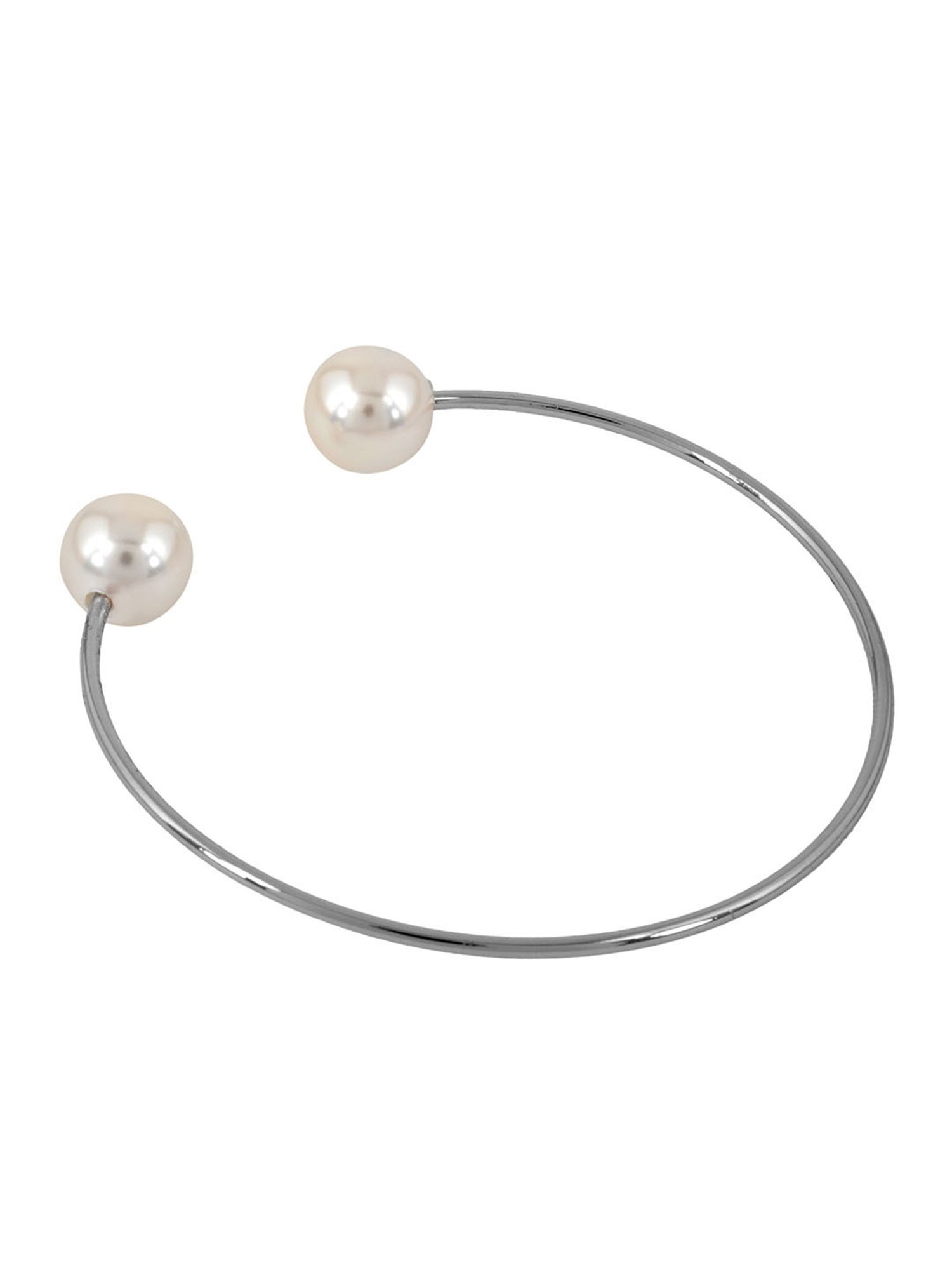 Joker & Witch Silver Romance Twin Pearl Flexible fit Bracelet