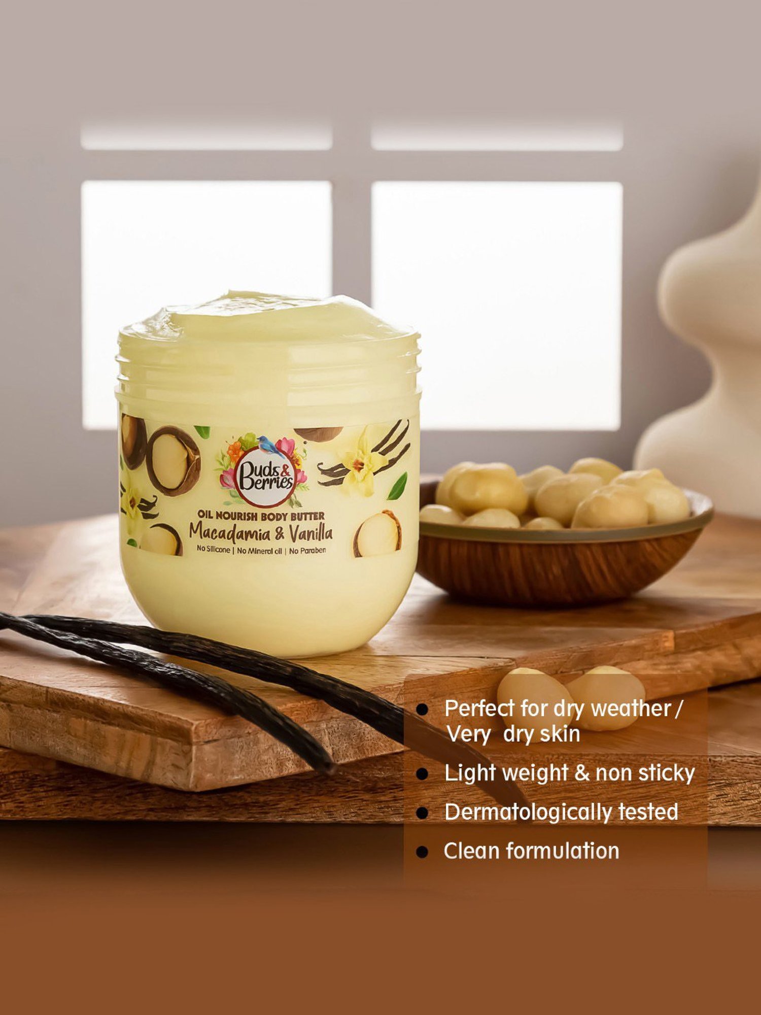 Buds & Berries Macadamia & Vanilla Oil Nourish Body Butter - 200 ml