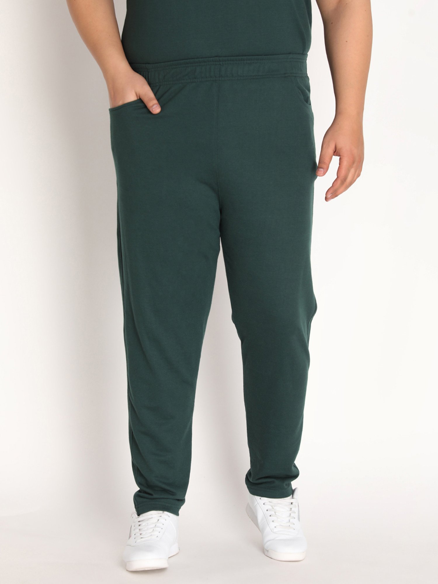 Chkokko Bottle Green Cotton Relaxed Fit Trackpants