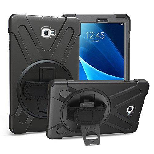 Galaxy Tab A 10.1 2016 Case, KIQ Shockproof Heavy Duty Full-Body Protection Kickstand Screen Protector for Samsung Galaxy Tab A 10.1 (S-PEN Version) 2016 SM-P580 SM-P585 (Black)