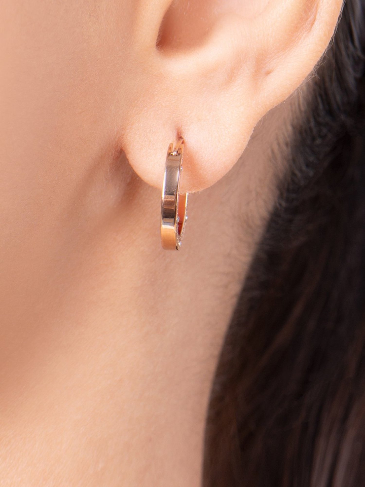 Roberto Cavalli Rose Gold RC Love Hoop Earrings