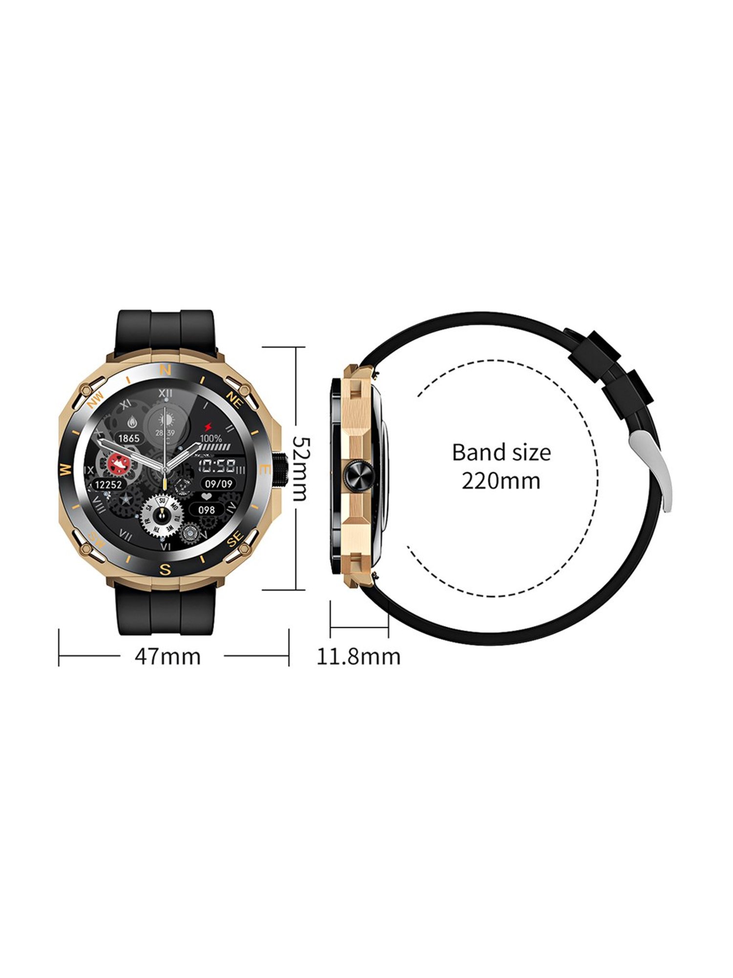 Minix Bond 1.32 inch Bluetooth Calling Smartwatch with 3 Interchangeable Watch Case & Strap (Black)