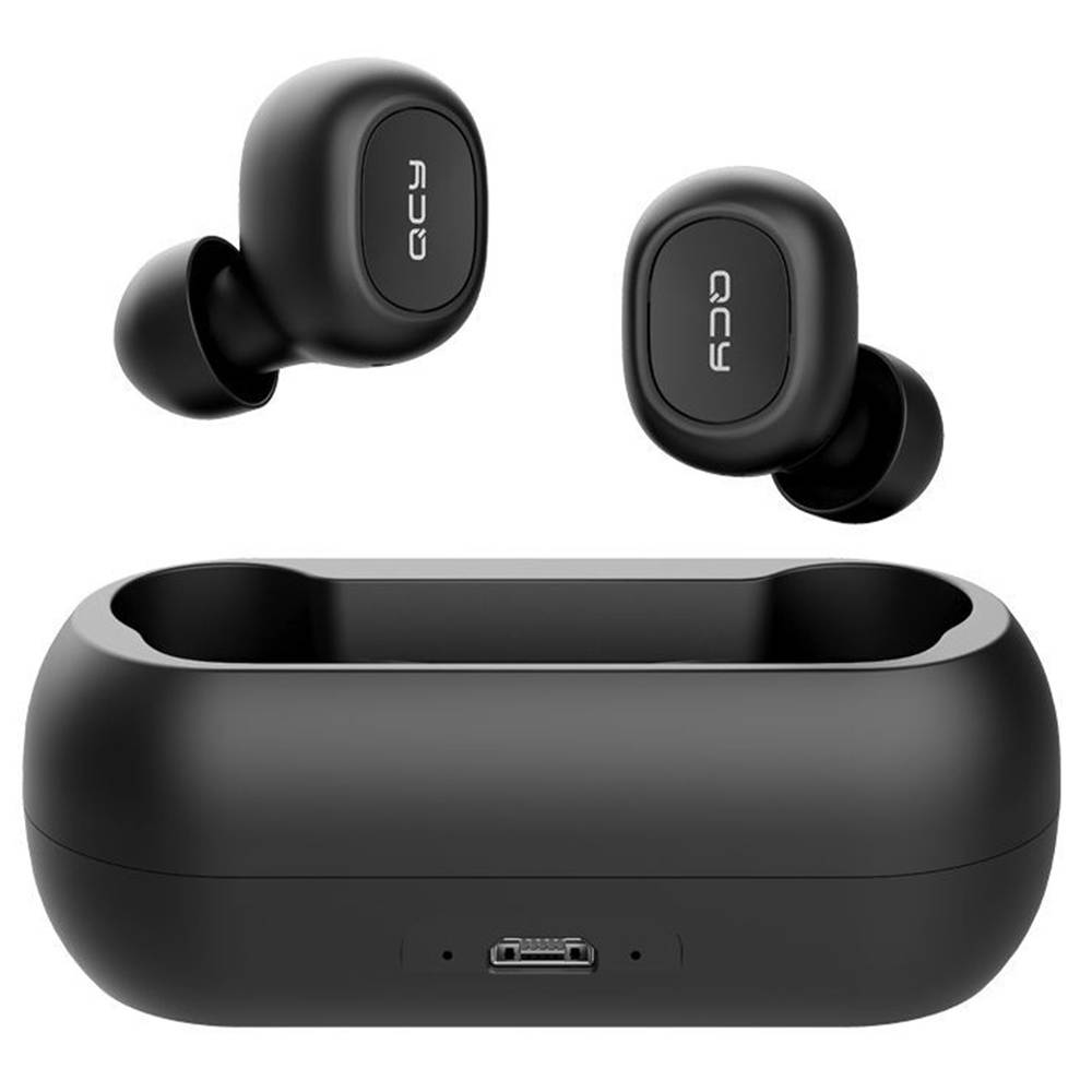 QCY T1 TWS Dual Bluetooth 5.0 Earphones with Mic Charging Box Noise Reduction - Black