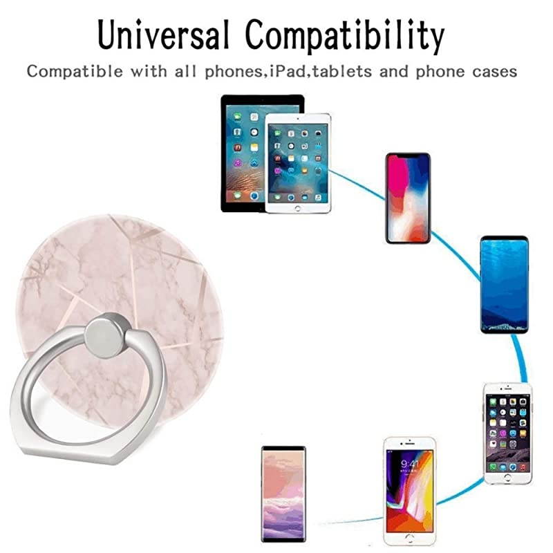 Pack Mobile Phone Ring Holder Finger GripRose Gold White Marble Cell Phone Stand Collapsible Kickstand Compatible with All Smartphone