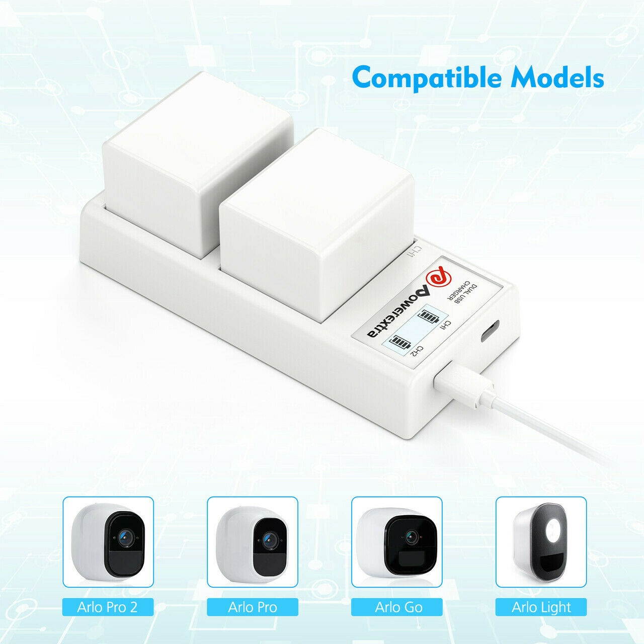 2 Pack 2440mAh Li-ion Battery  Quick LCD Charger Kits For ARLO PRO, PRO 2, Go