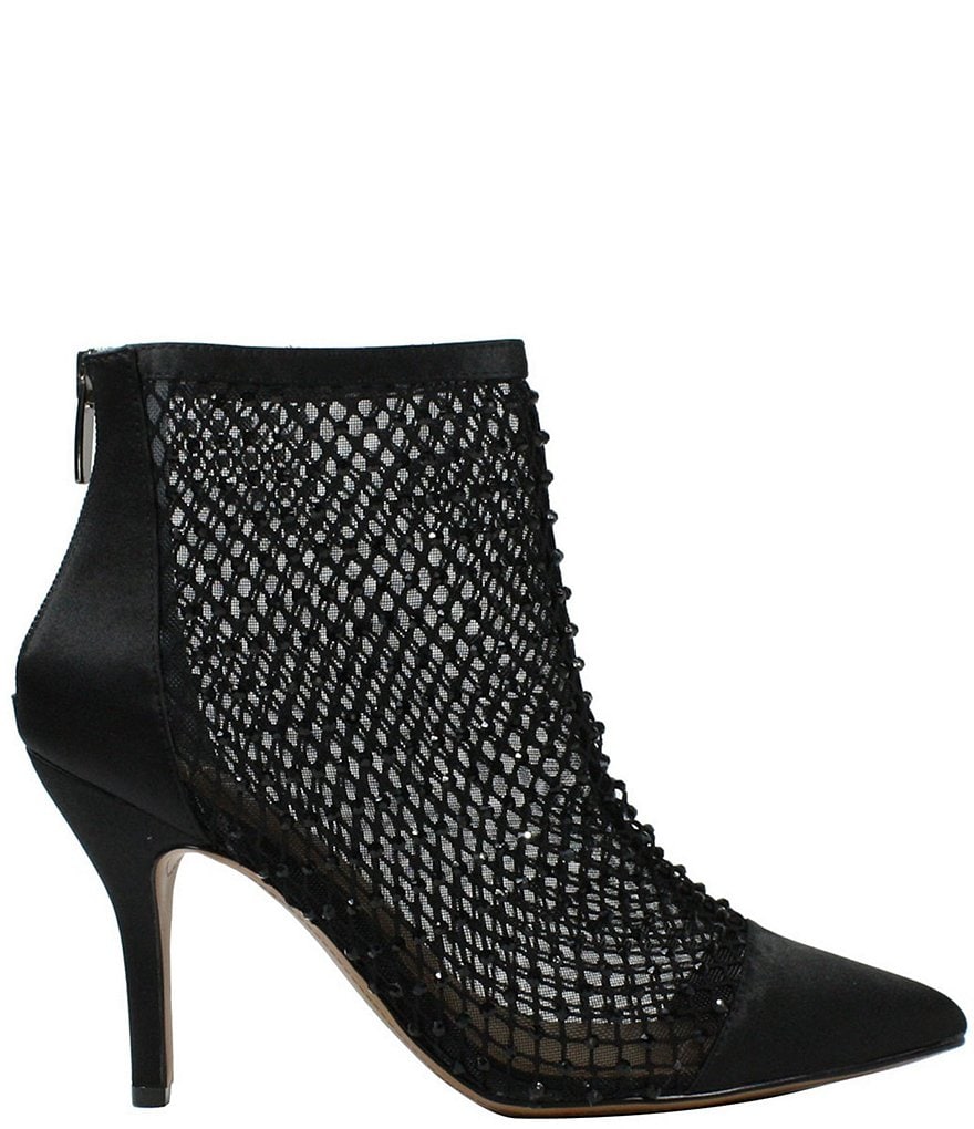 J. Renee Sosian Rhinestone Mesh Satin Booties