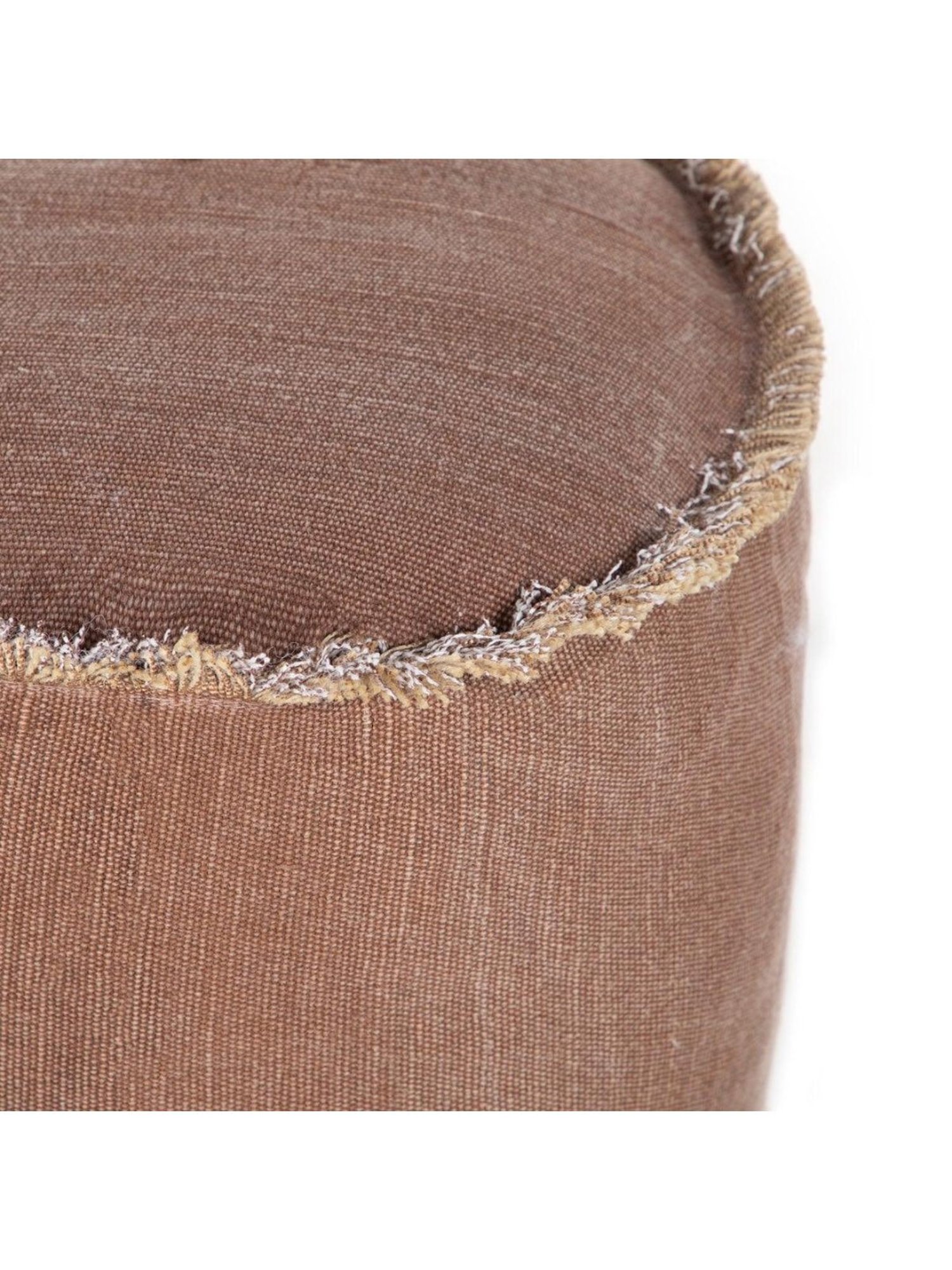 Home4U Lucas Brown Cotton Blend Round Pouffe