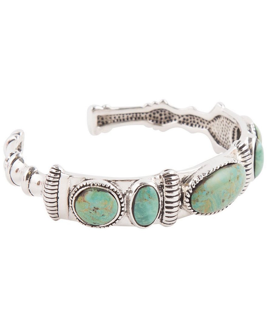 Barse Sterling Silver and Genuine Turquoise Multi Stone Cuff Bracelet