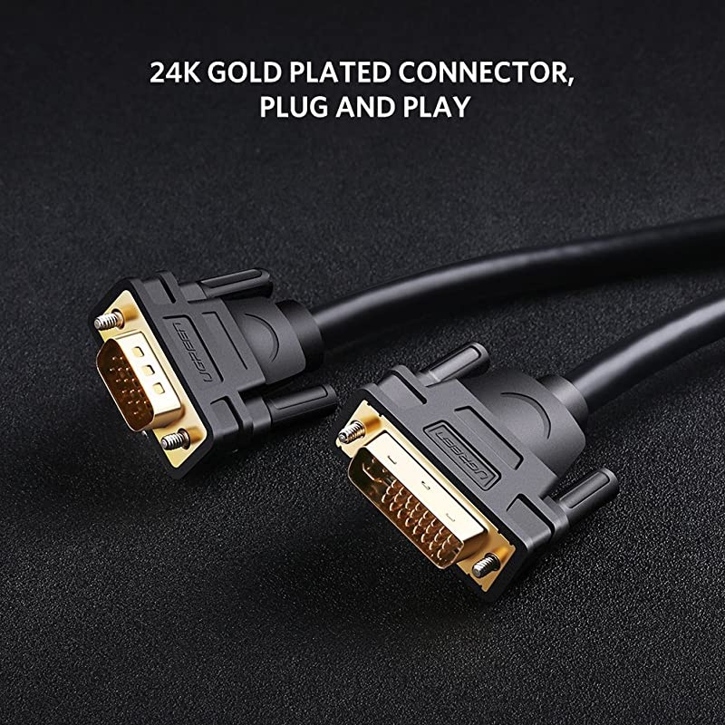 DVI to VGA Cable DVII 24+5 Male to VGA HD 15Pin Male Adapter Dual Link Video Cable 1080P Full HD from Laptop PC Host Graphics Card to Monitor Display or Projector Not DVID 24+1 10FT