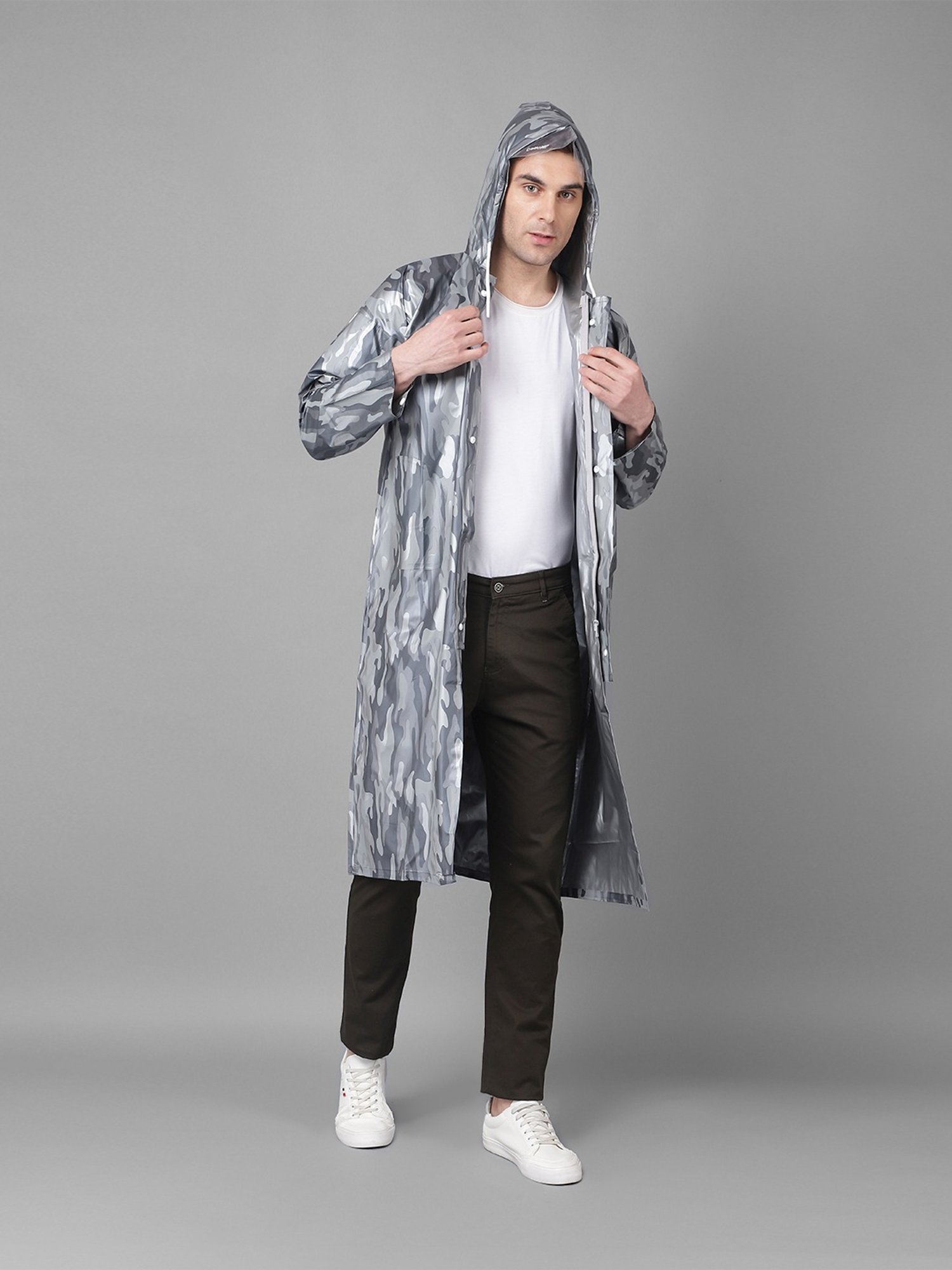 Dollar Grey Regular Fit Printed Rainwear Jacket