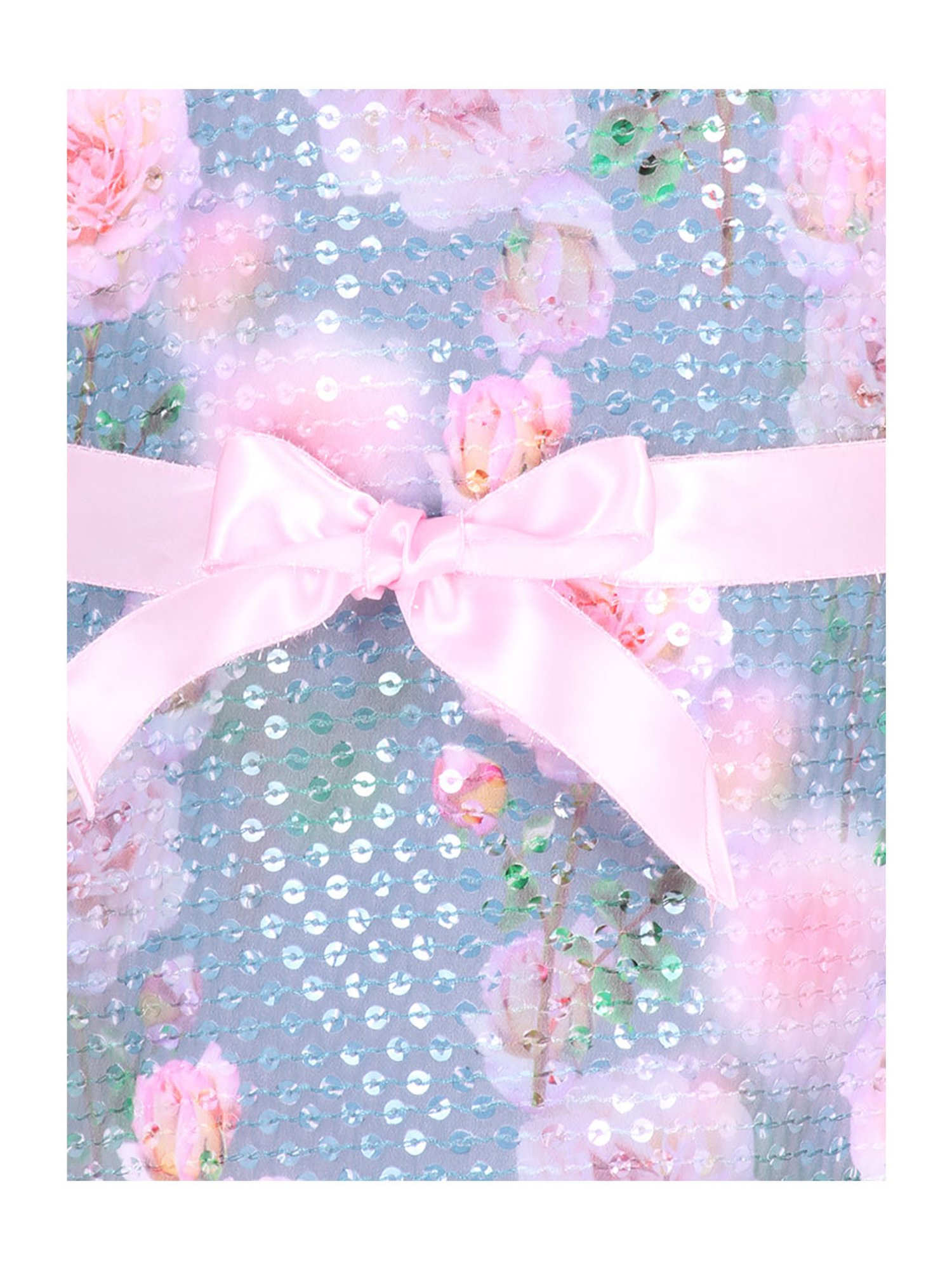 Cutecumber Kids Pink Printed Dress with Ribbon Belt