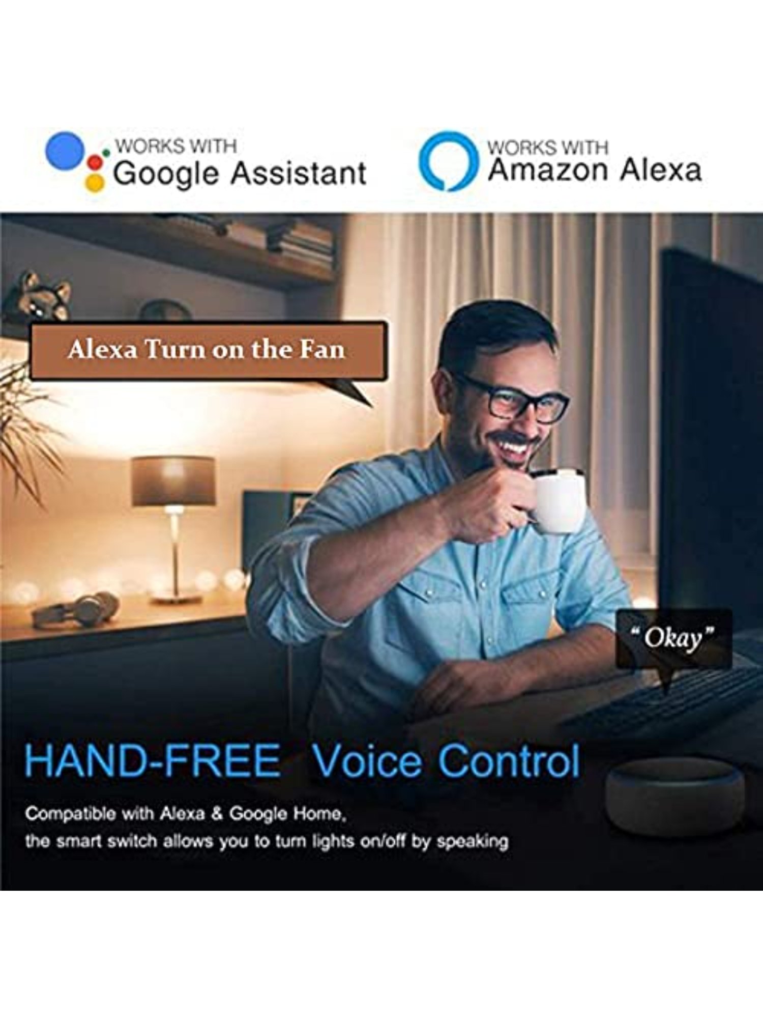 Teqooz Smart Fan Regulator Wi-Fi plus Bluetooth Touch Switch (Black)