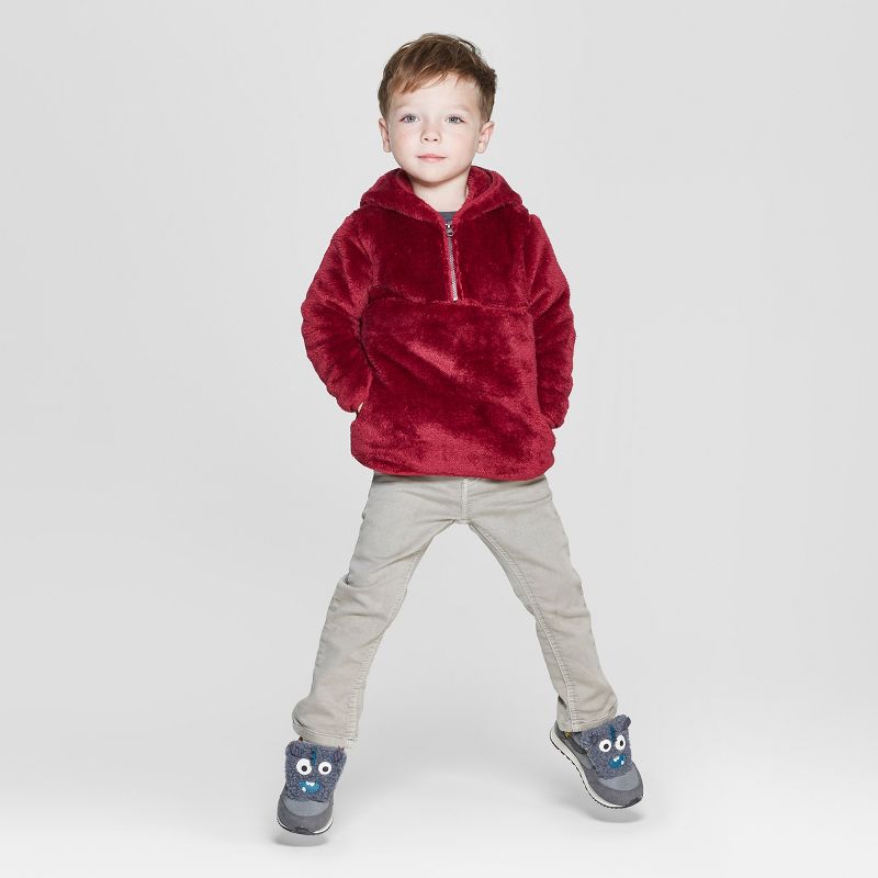 Toddler Boys' Teddy Bear Fleece Hoodie - Cat & Jack™ Red 12M
