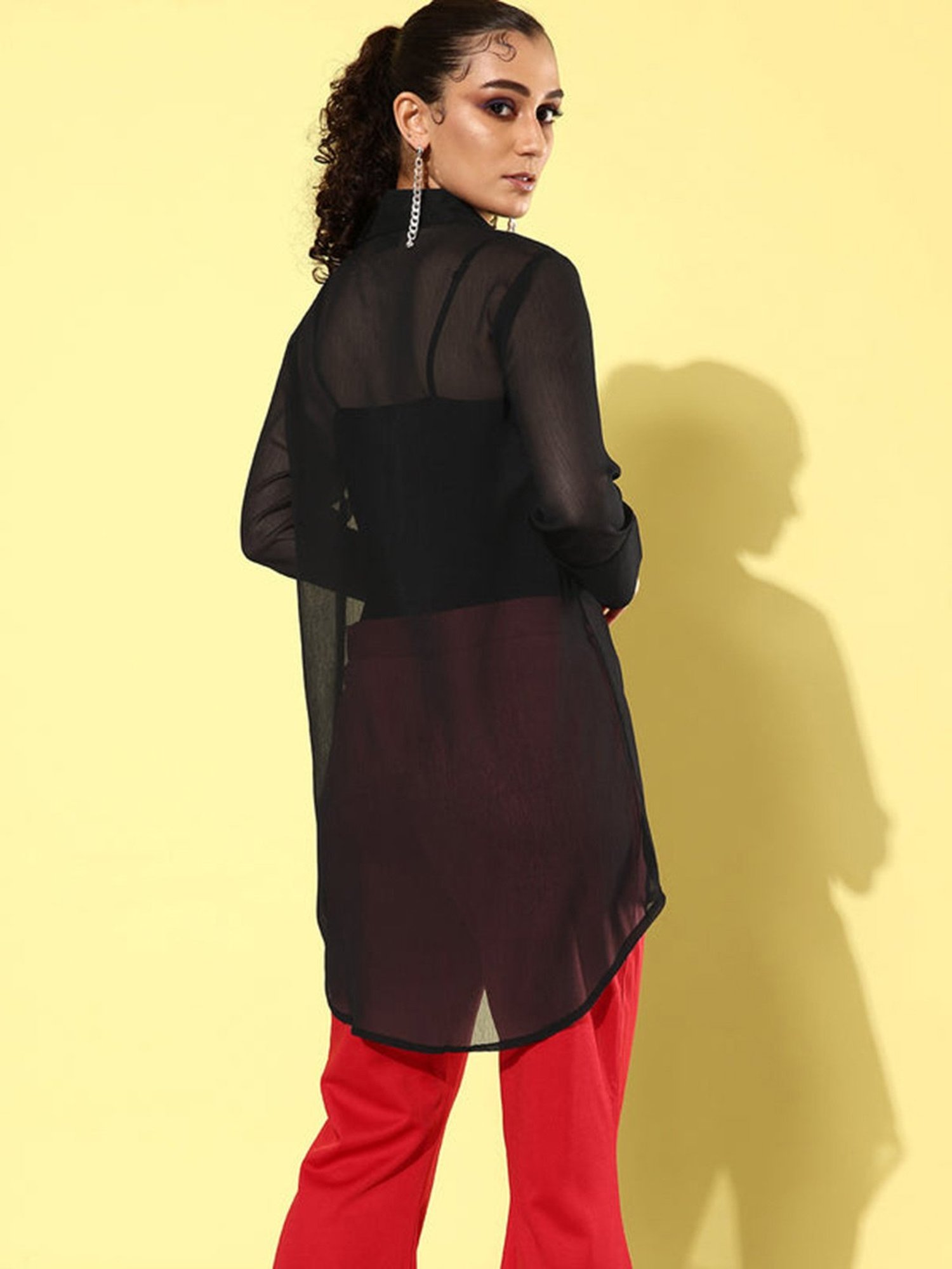 Anvi Be Yourself Black Sheer Shirt