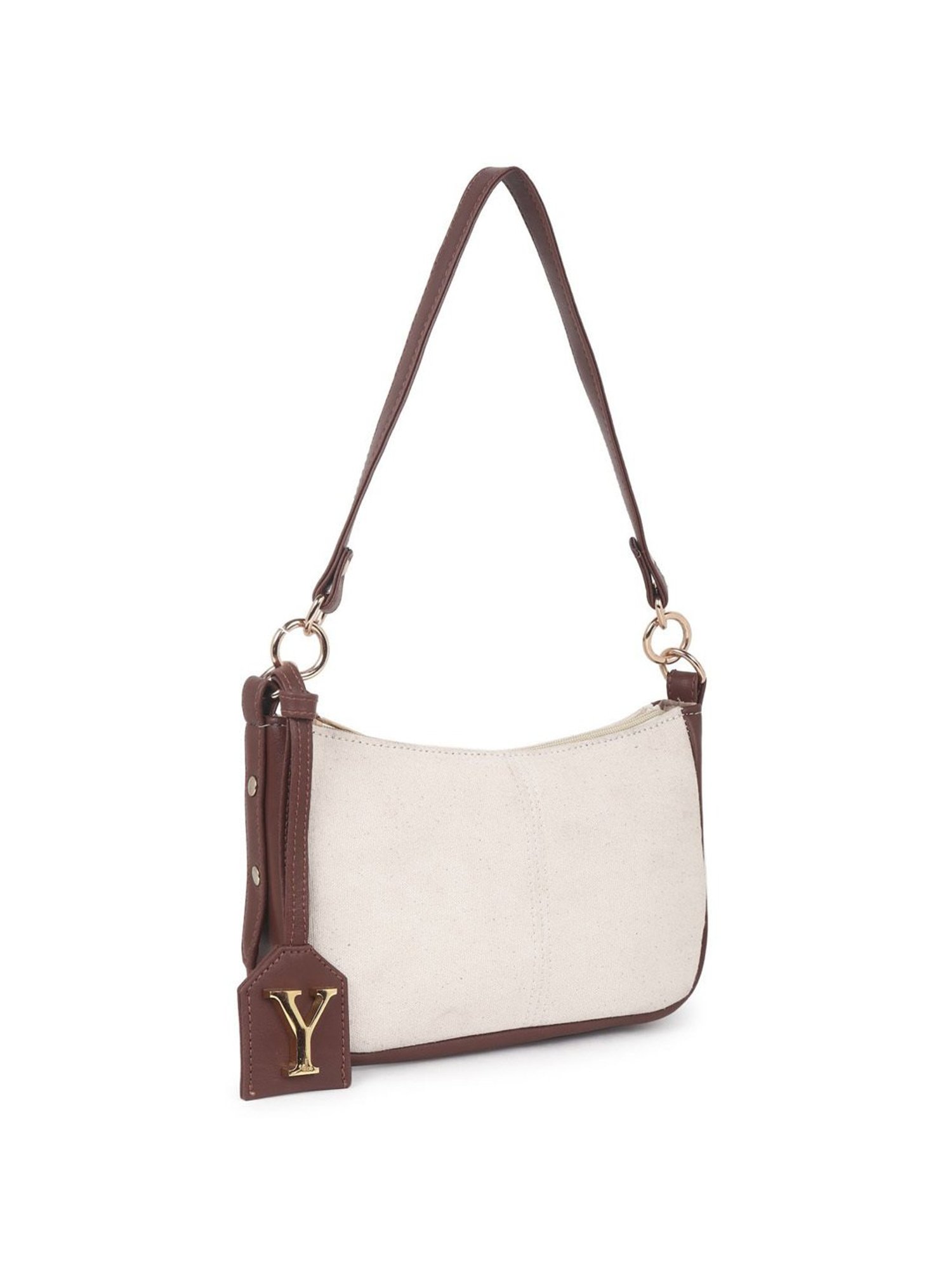 Yelloe Off White Canvas Textured Sling Handbag