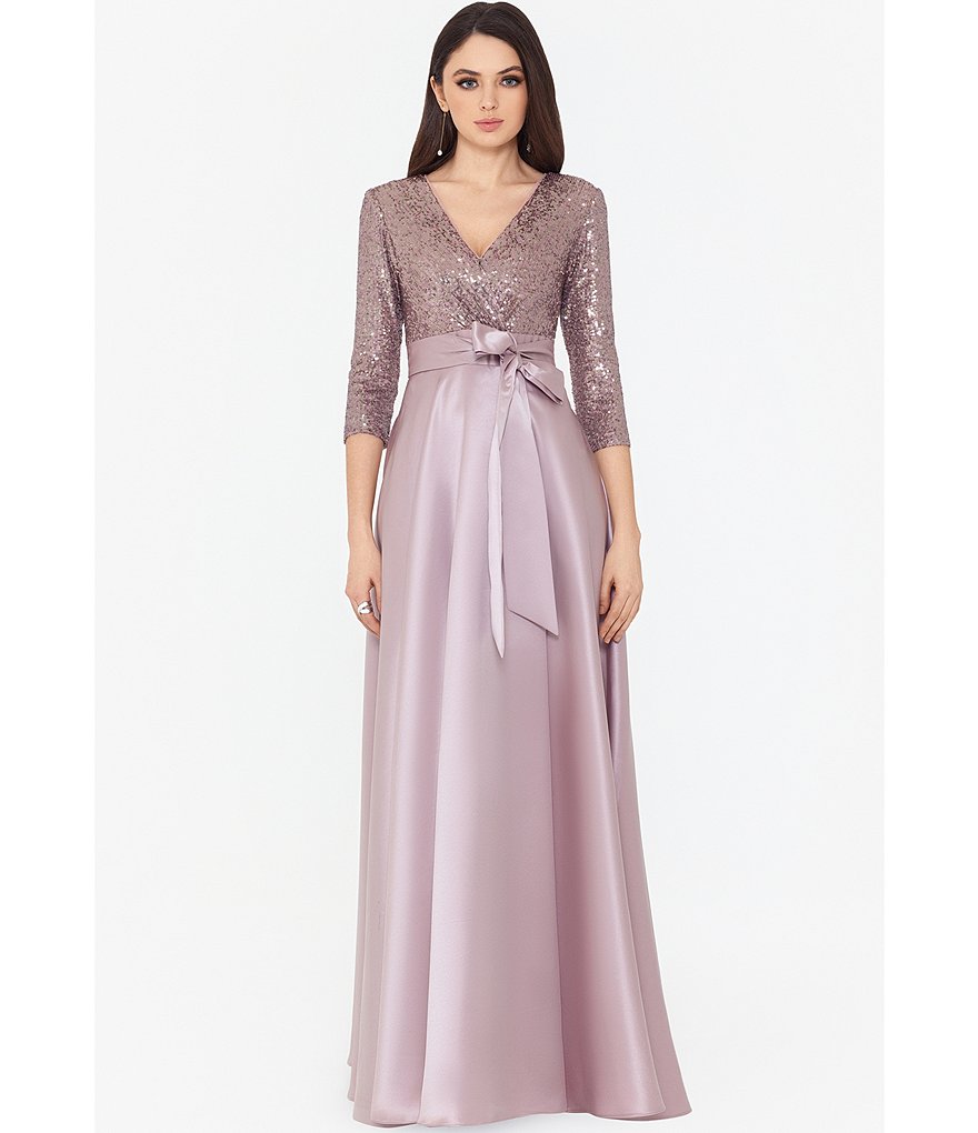 Xscape Sequin Bodice Satin Gown