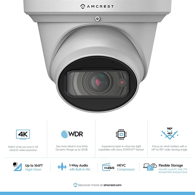 4K Optical Zoom IP Camera, Motorized Lens, 8MP Outdoor POE Camera Dome, 4X Optical Zoom Security Camera Turret, 2.7mm~12mm Lens, IP67 IK10 Vandal Resistant, Built-in Mic, (IP8M-MT2544EW)
