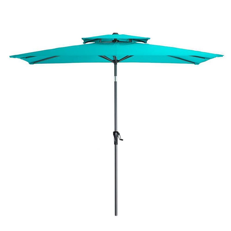 9' x 5' Rectangular Double Top Patio Outdoor Market Umbrella Emerald Green - Crestlive Products