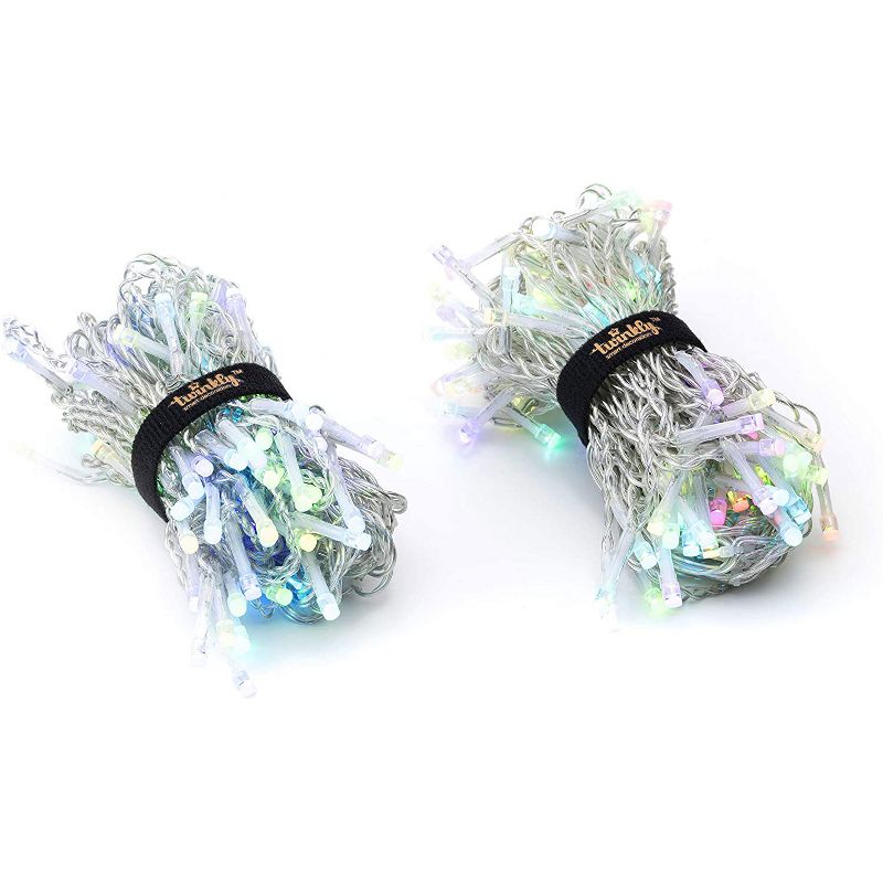 Twinkly 11.5 Feet 190 LED RGB Multicolor Bluetooth Enabled Decorative Icicle String Lights Bundle with USB-Powered Light Effects Music Player Dongle