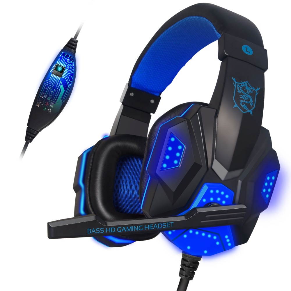 Deep Bass Game Headphone Stereo Surrounded Over-Ear Gaming Headset Headband Earphone with Light for Computer PC Gamer