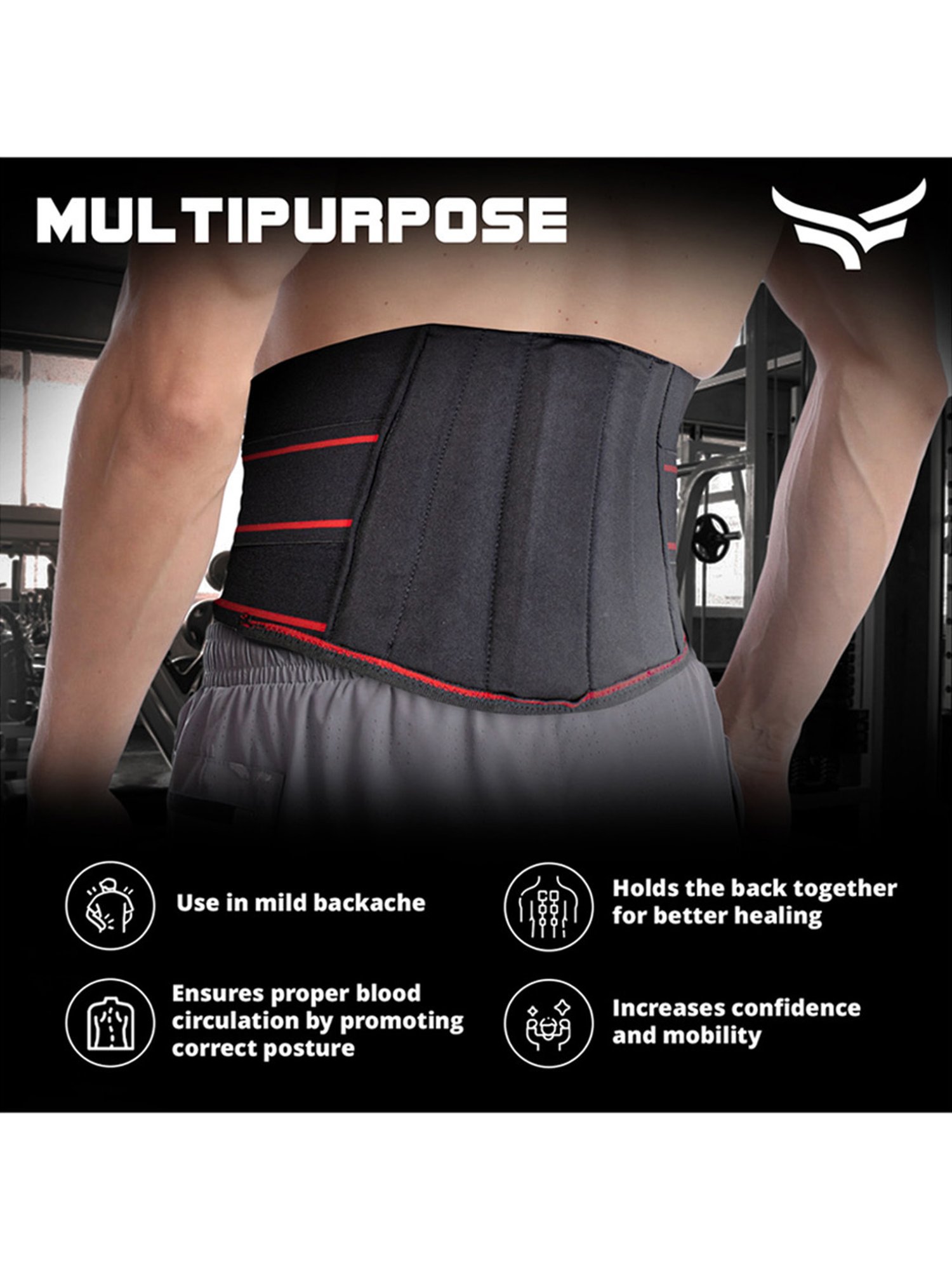 Xtrim Back Support Belt For Backache (Black) Size - Medium