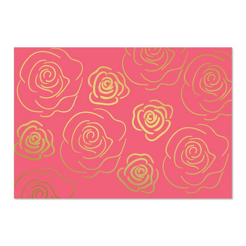 100ct Blank Floral Cards Dark Pink