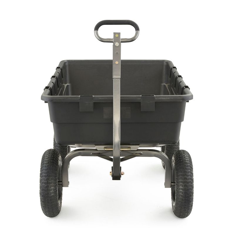 Gorilla Carts 1500 Pound Capacity Super Heavy Duty Poly Yard Garden Steel Dump Utility Wheelbarrow Wagon Cart with 2 in 1 Towing ATV Handle, Black